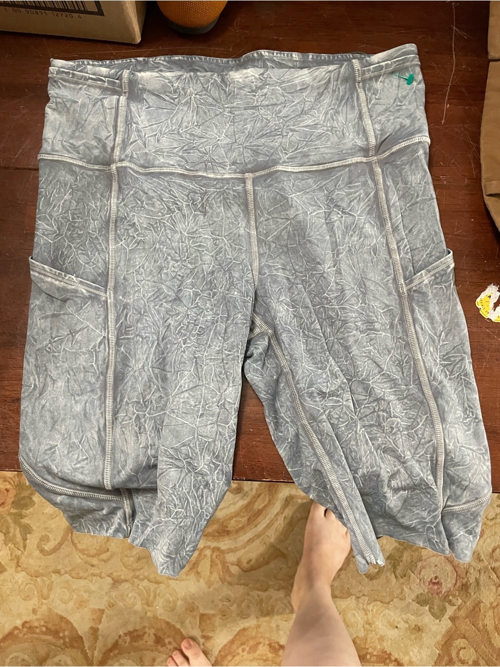 Lululemon Crinkled Light Blue Athletic Shorts with Side Pockets